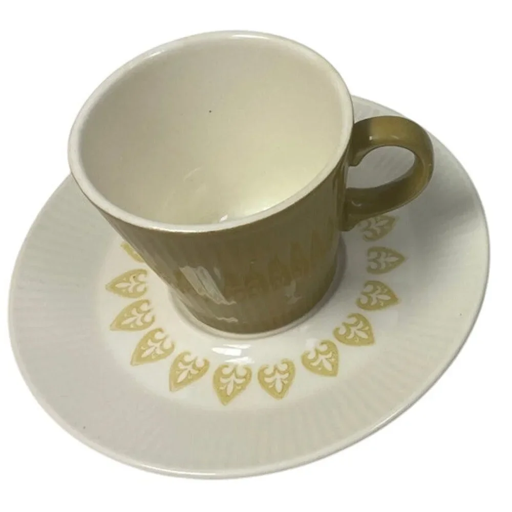 2 Vintage 1960s Sheffield Serenade Solid White and Gold Teacup Saucer Sets